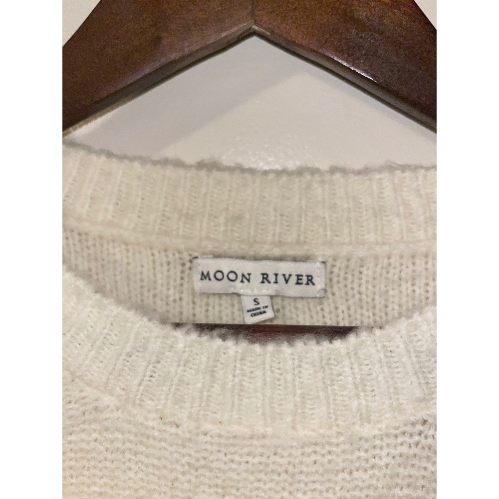 MOON RIVER Anthropologie Ivory Dotted Texture Knit Crew Neck Sweater Women's | S - Picture 3 of 12